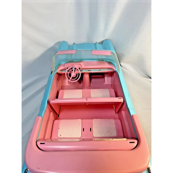 Vintage 1988 BARBIE Size 1957 Chevy Bel Air Convertible Car Turquoise Blue&Pink - Picture 7 of 11